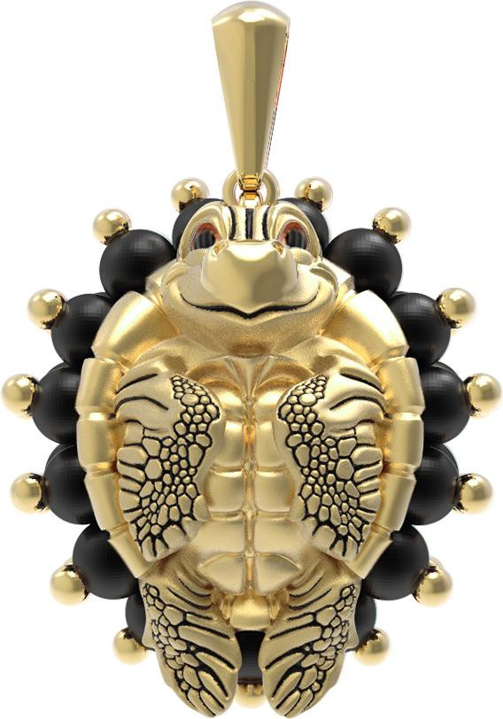 Подвеска из лимонного золота c эмалью и ониксом