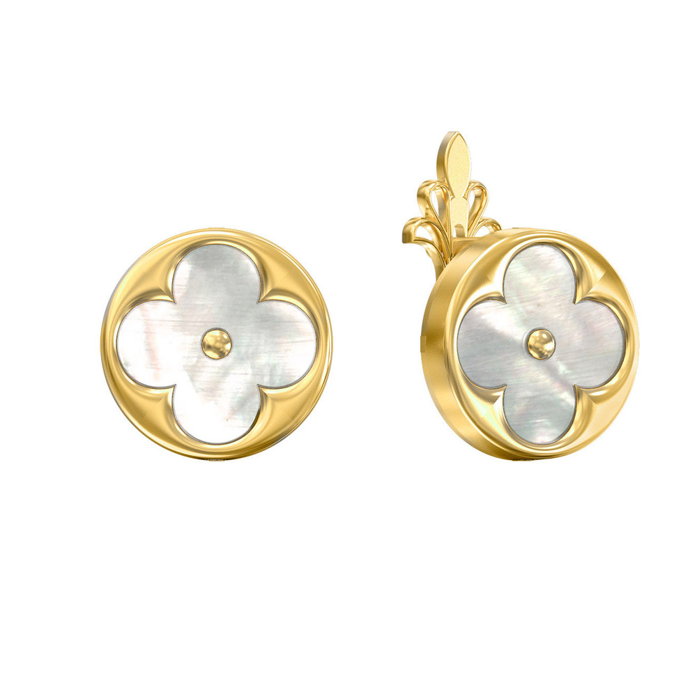Серьги из лимонного золота c перламутром