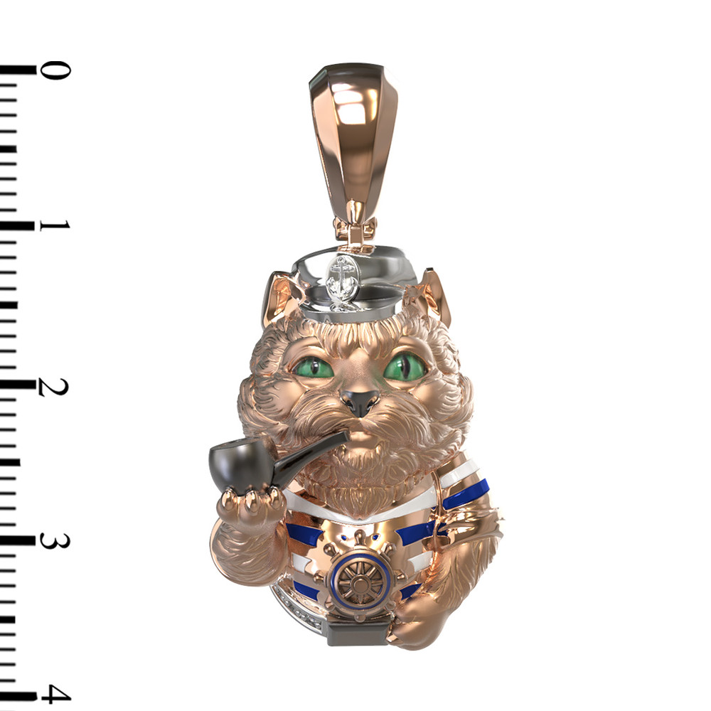 Подвеска из золота c эмалью, бриллиантами и рубином