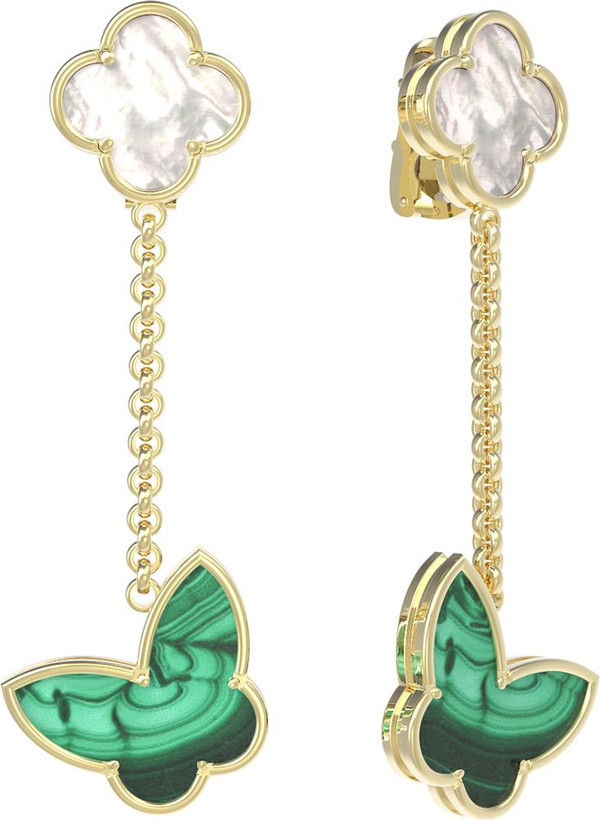 Серьги из лимонного золота c малахитом и перламутром
