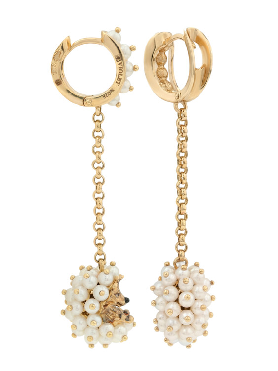 Серьги из золота c эмалью и жемчугом