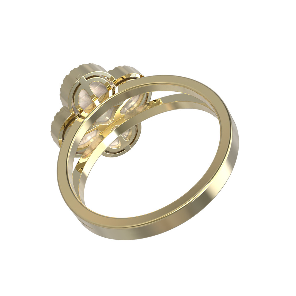 Кольцо из лимонного золота c бриллиантами и перламутром