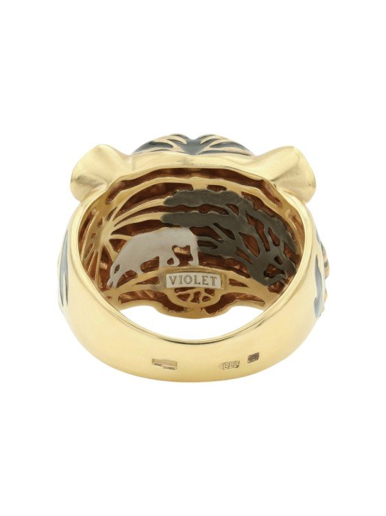 Кольцо из лимонного золота c эмалью