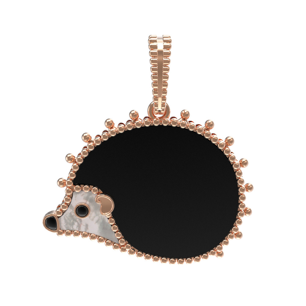 Подвеска из золота c эмалью, ониксом и перламутром