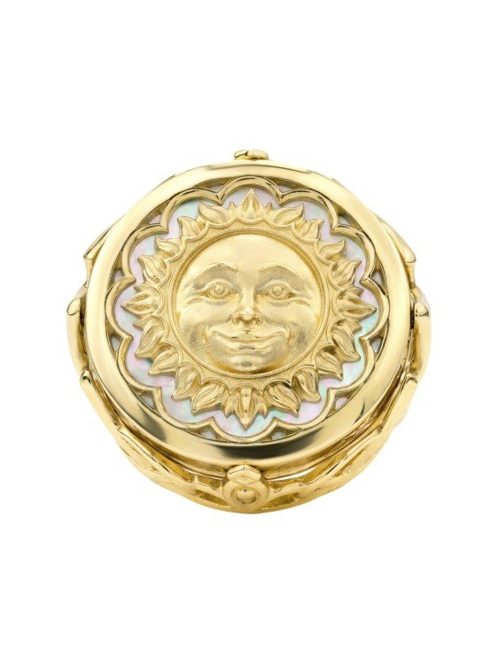 Кольцо из лимонного золота c ониксом и перламутром