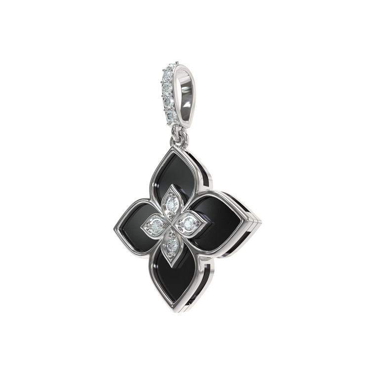 Подвеска из белого золота c бриллиантами и ониксом