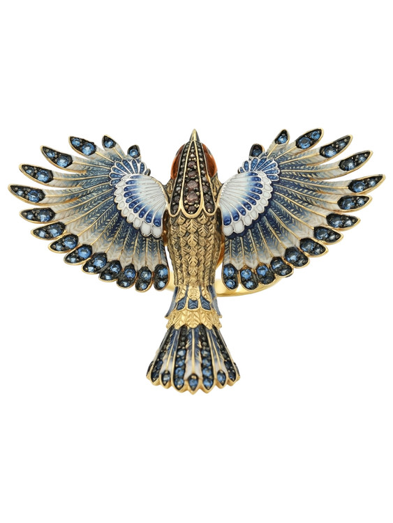 Кольцо из лимонного золота c эмалью и фианитом