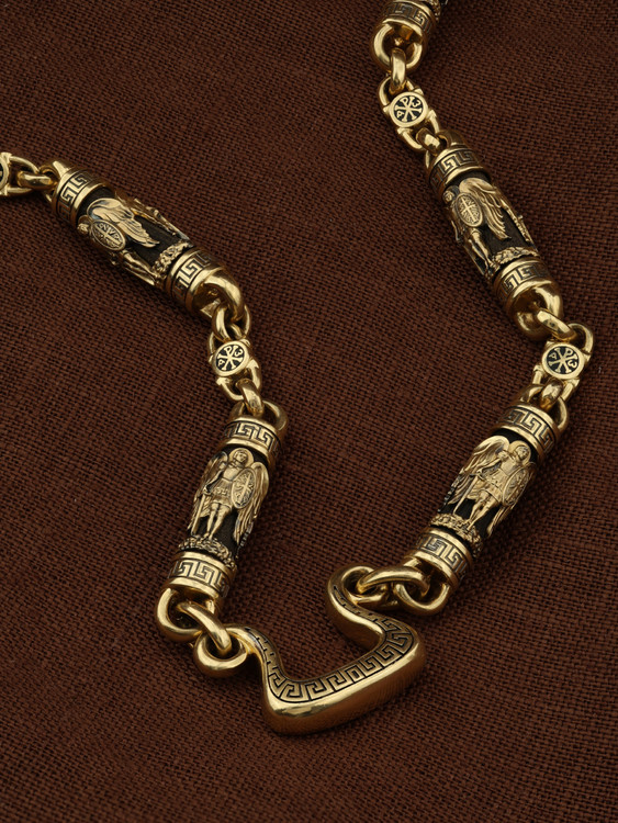 Цепь из лимонного золота c эмалью и эбеновым деревом