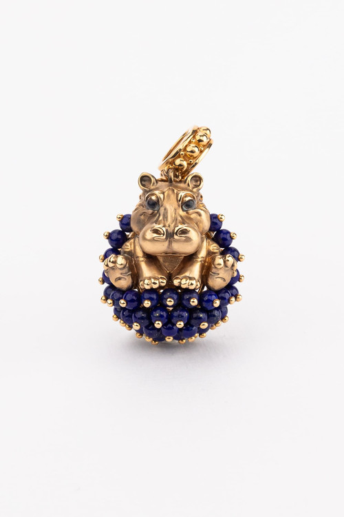 Подвеска из золота c эмалью и лазуритом