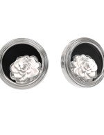 Серьги из белого золота 585 пробы c ониксом и перламутром