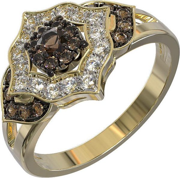 Кольцо из лимонного золота c бриллиантами