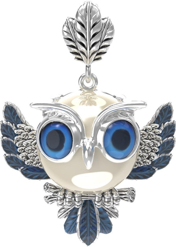 Подвеска из белого золота c эмалью и жемчугом