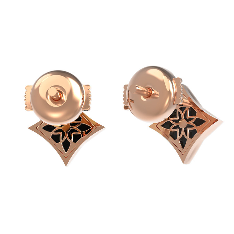 Серьги из золота c бриллиантами и ониксом