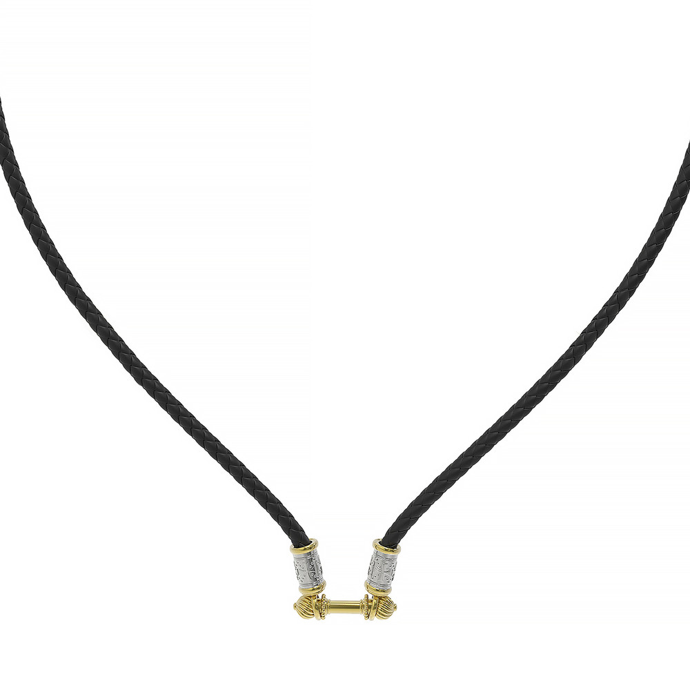 Гайтан из лимонного золота c кожаным шнурком