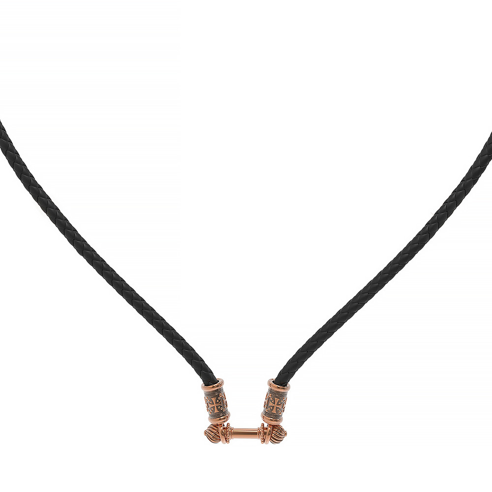 Гайтан из золота c кожаным шнурком