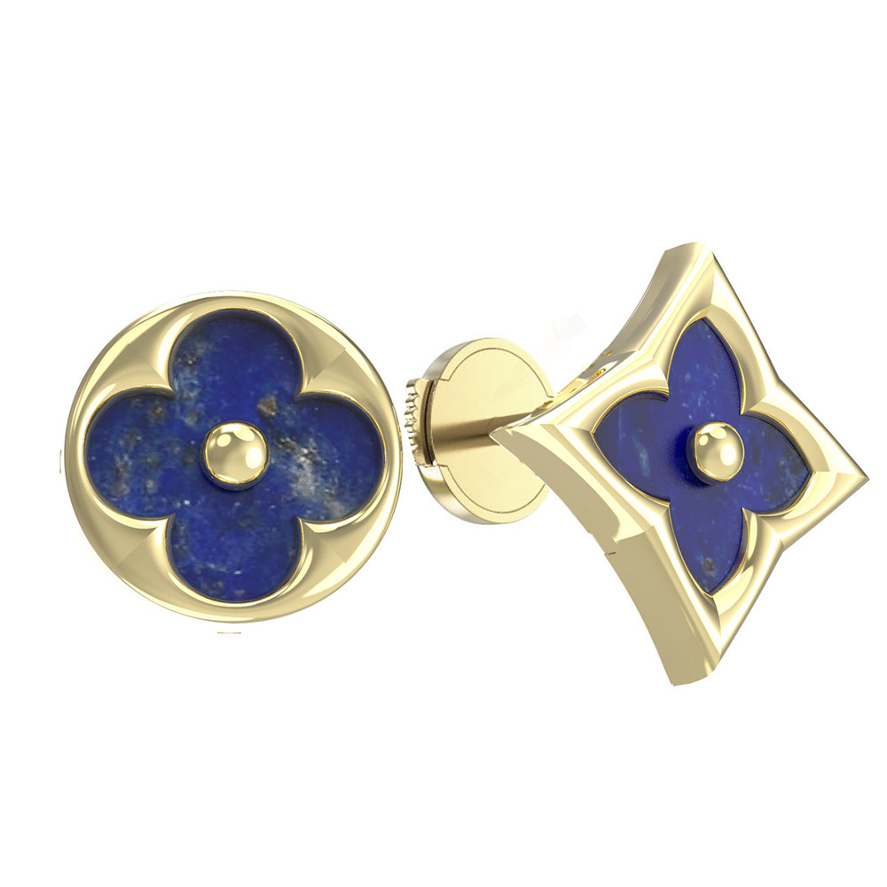 Серьги из лимонного золота c лазуритом