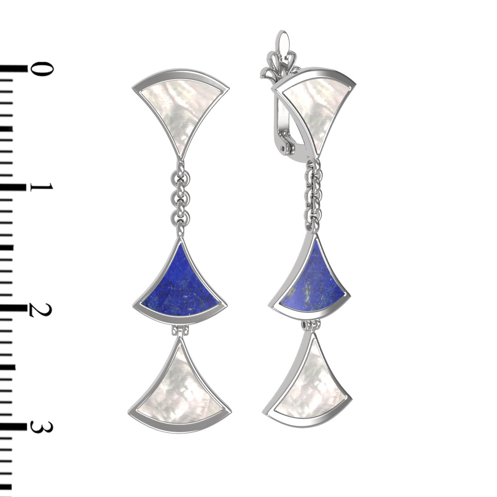 Серьги из белого золота c лазуритом и перламутром