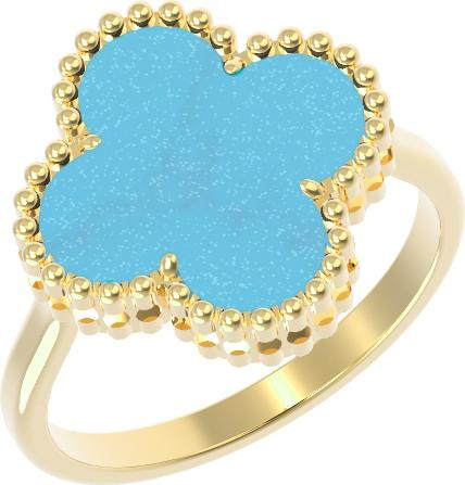 Кольцо из лимонного золота c бирюзой