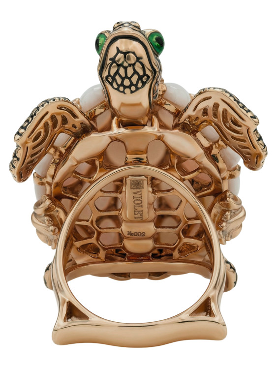 Кольцо из золота c эмалью и перламутром