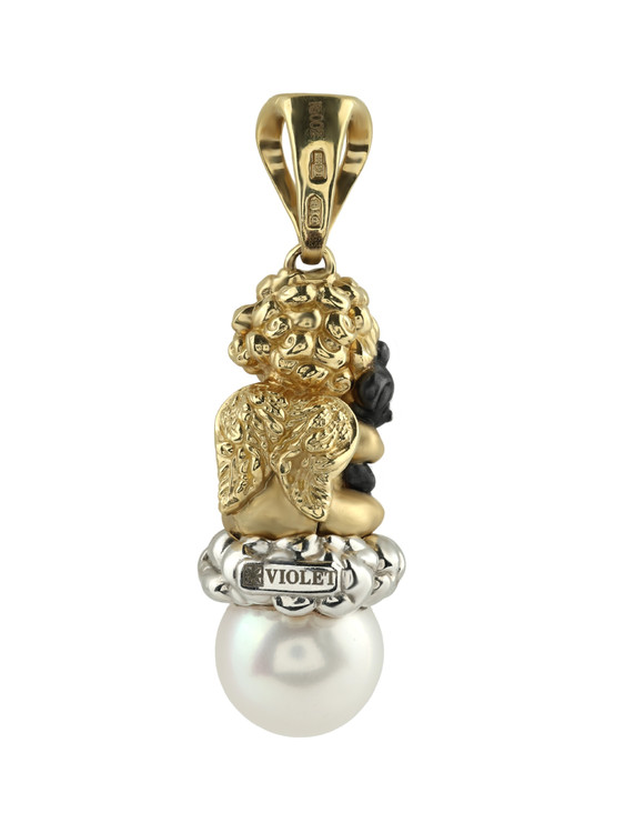 Подвеска из лимонного золота c жемчугом