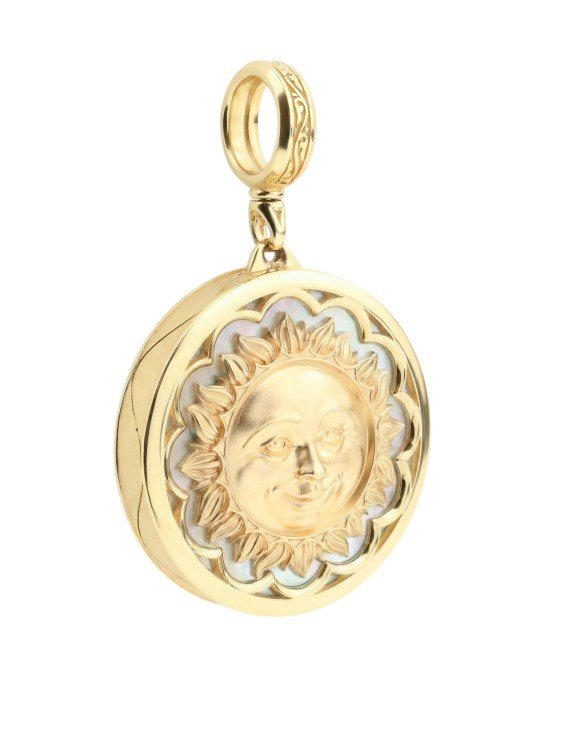 Подвеска из лимонного золота c ониксом и перламутром