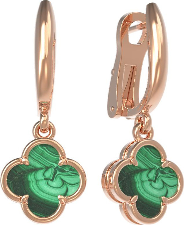 Серьги из золота c малахитом