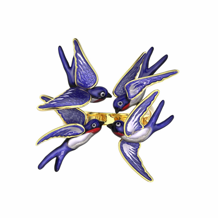 Кольцо из лимонного золота c эмалью