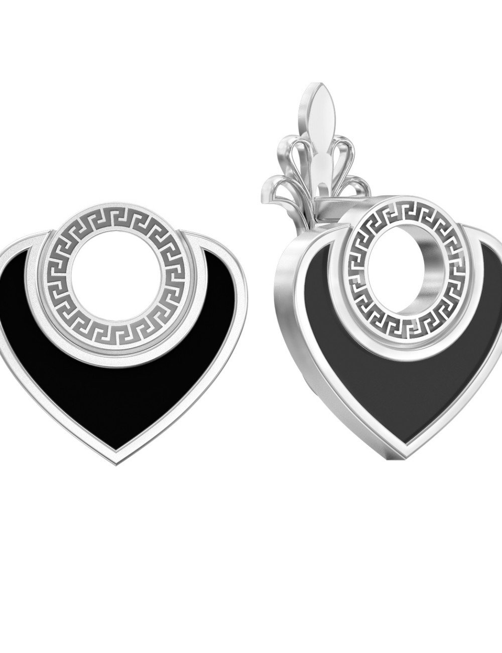 Серьги из белого золота 585 пробы c ониксом