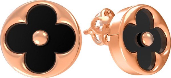 Серьги из золота 585 пробы c ониксом