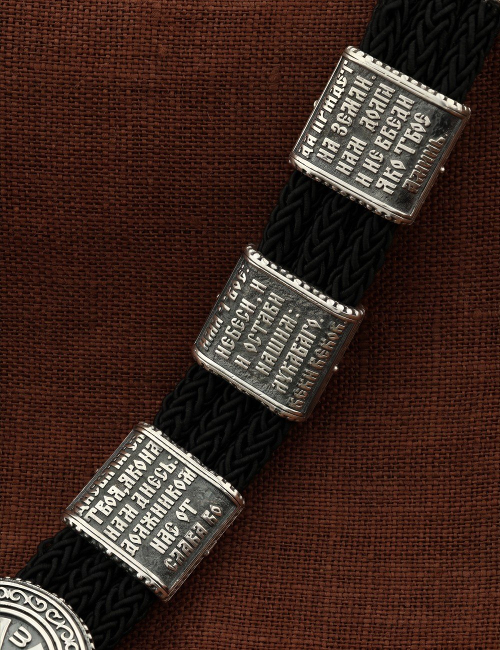 Браслет из серебра 960 пробы c шёлковым шнурком