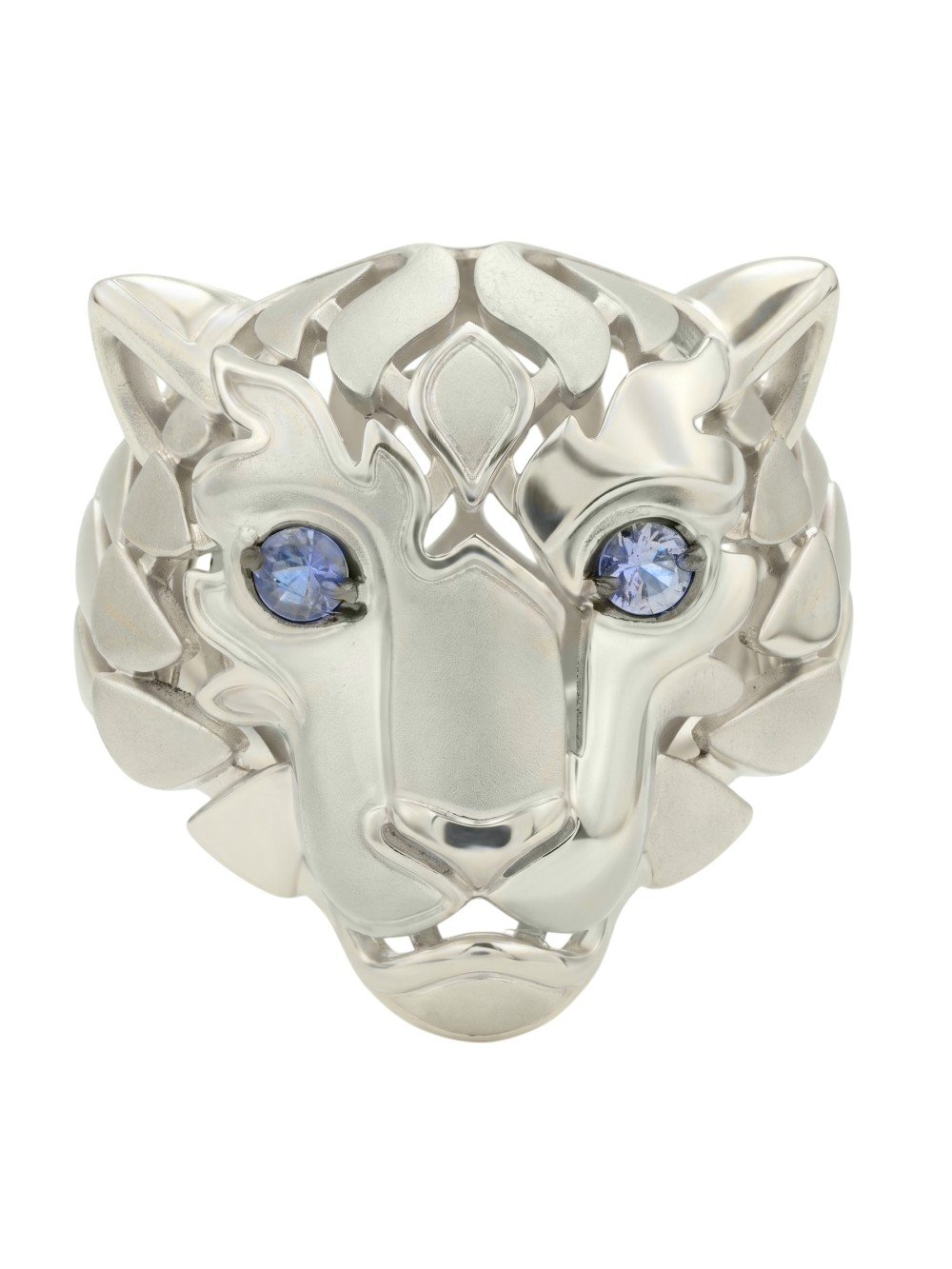 Кольцо из белого золота c сапфиром и рубином