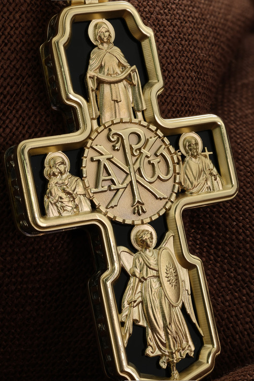 Крест из лимонного золота c ониксом