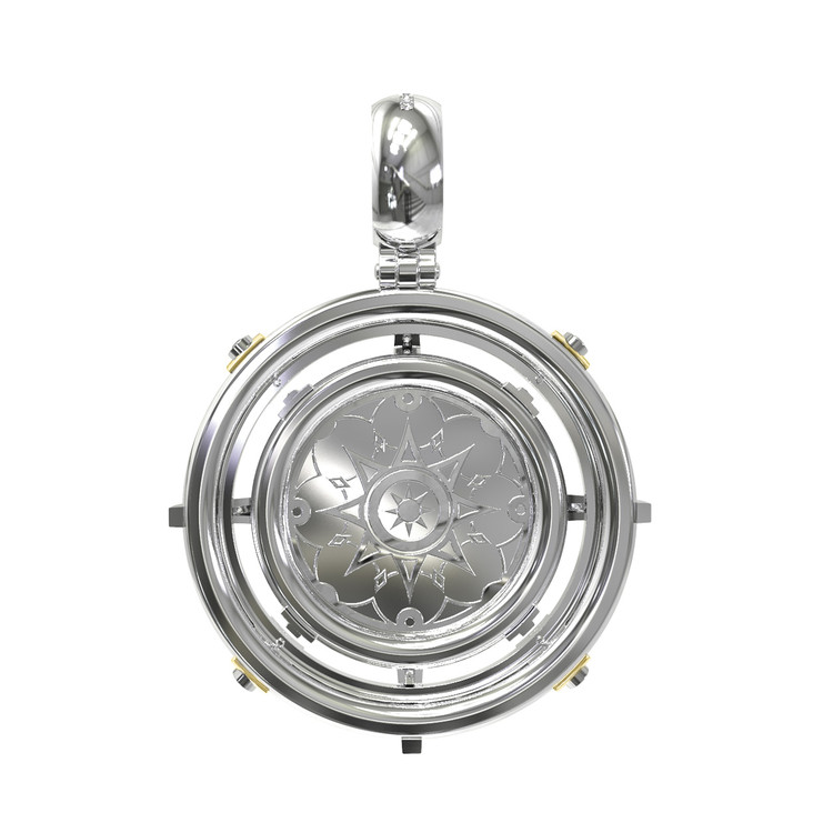 Подвеска из белого золота c эмалью, бриллиантами и ониксом