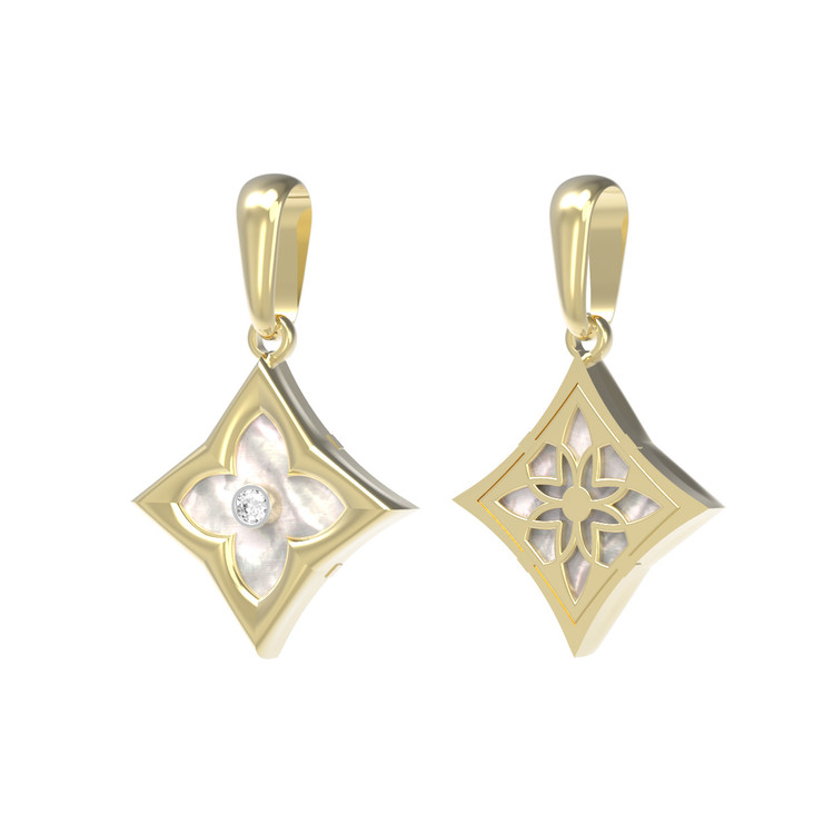 Подвеска из лимонного золота c бриллиантами и перламутром