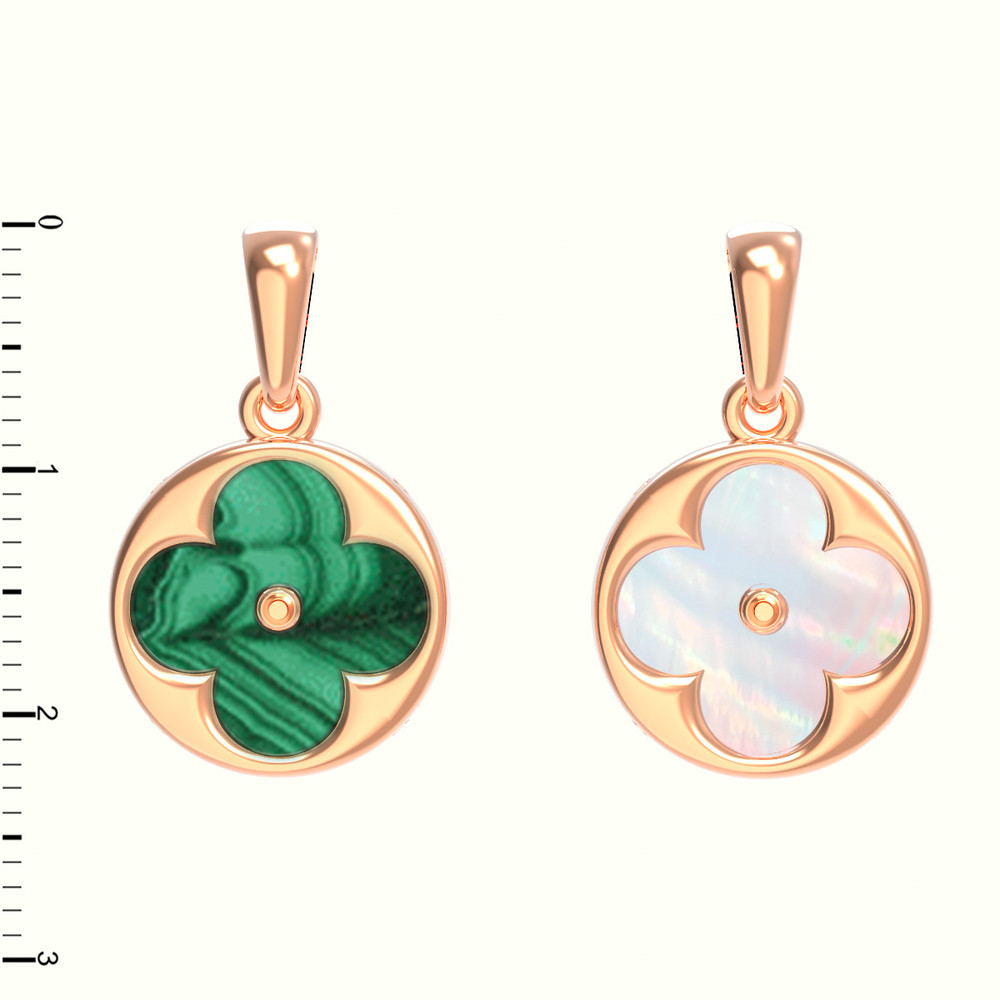 Подвеска из золота c малахитом и перламутром