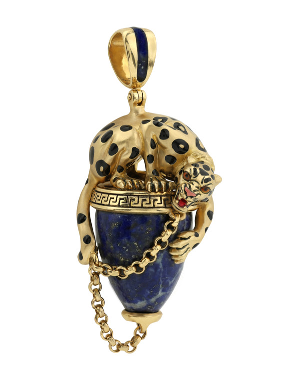 Подвеска из лимонного золота c эмалью и лазуритом