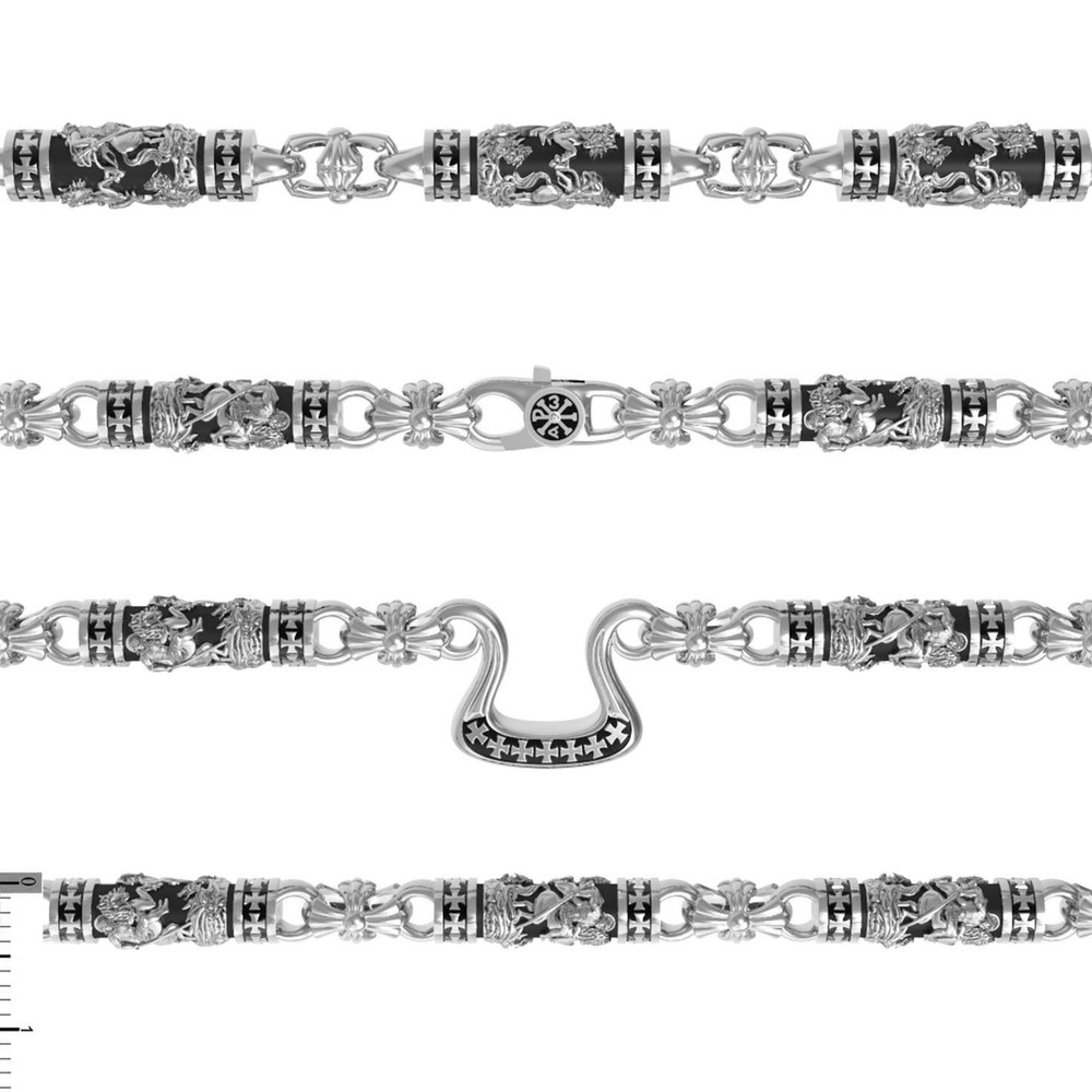 Цепь из белого золота c эбеновым деревом