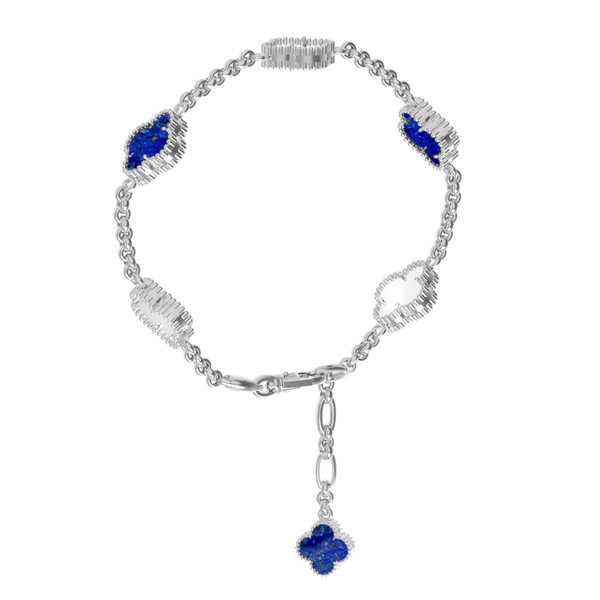 Браслет из белого золота c лазуритом и перламутром