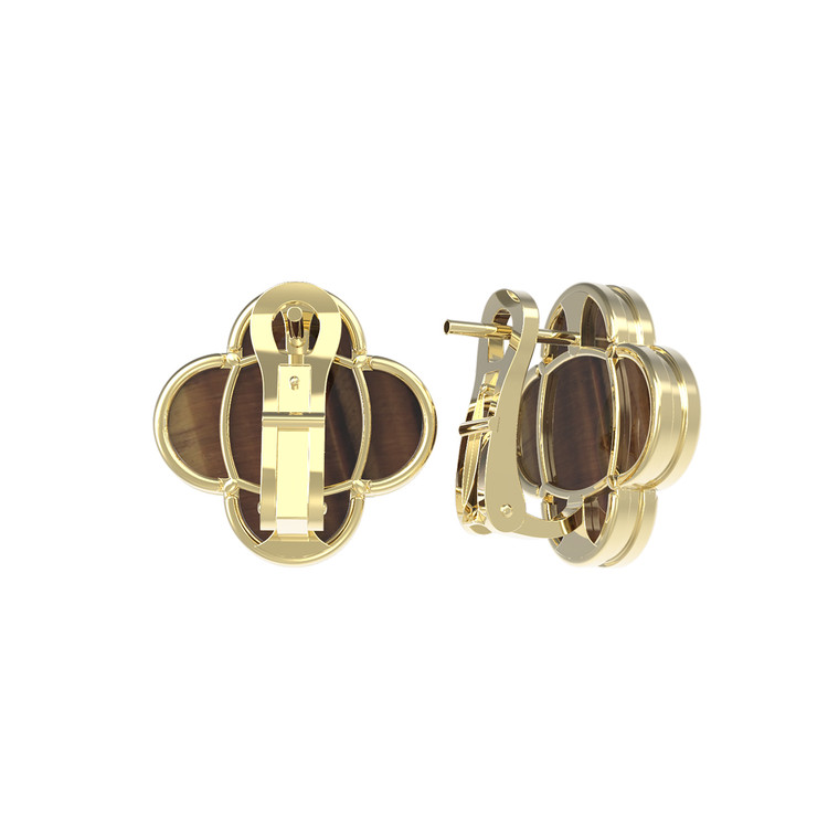 Серьги из лимонного золота c тигровым глазом