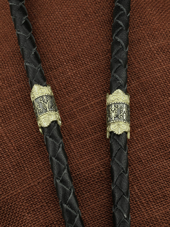 Гайтан из зелёного золота c кожаным шнурком