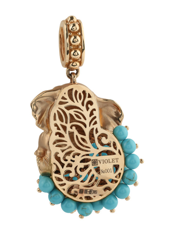 Подвеска из золота c эмалью и бирюзой