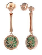 Серьги из золота 585 пробы c фианитом и малахитом