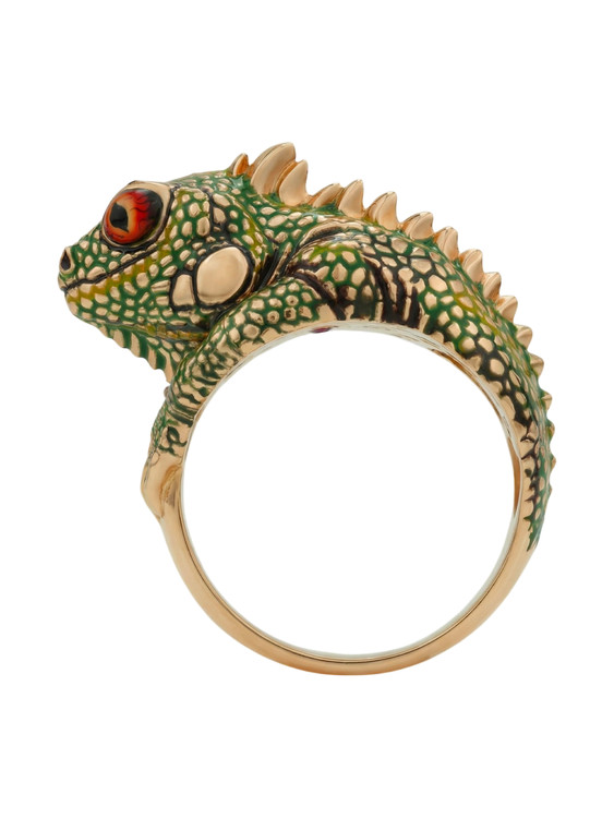 Кольцо из золота c эмалью и рубином