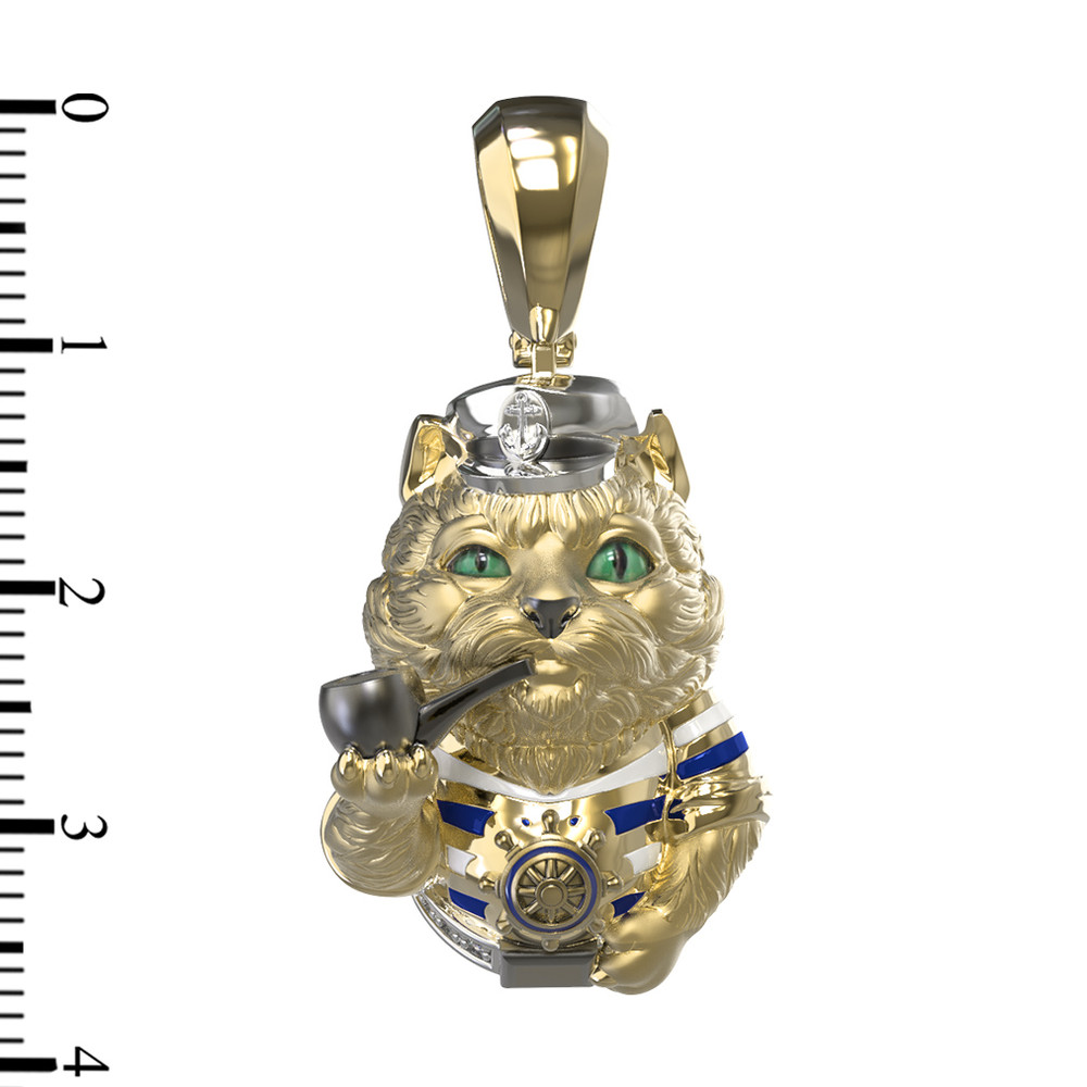 Подвеска из лимонного золота c эмалью, бриллиантами и рубином