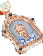 Образок из золота 585 пробы c эмалью и иконописью