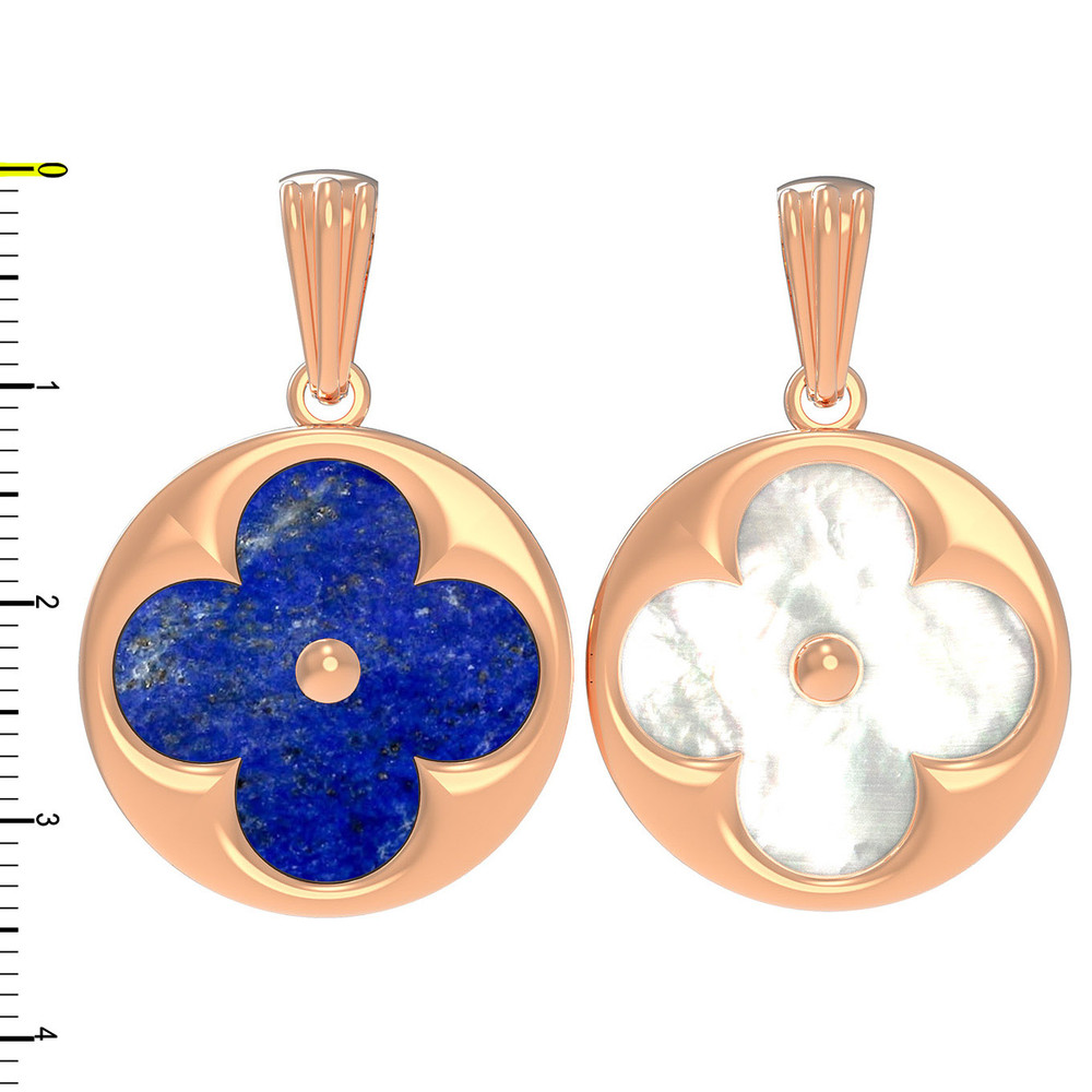 Подвеска из золота c лазуритом и перламутром