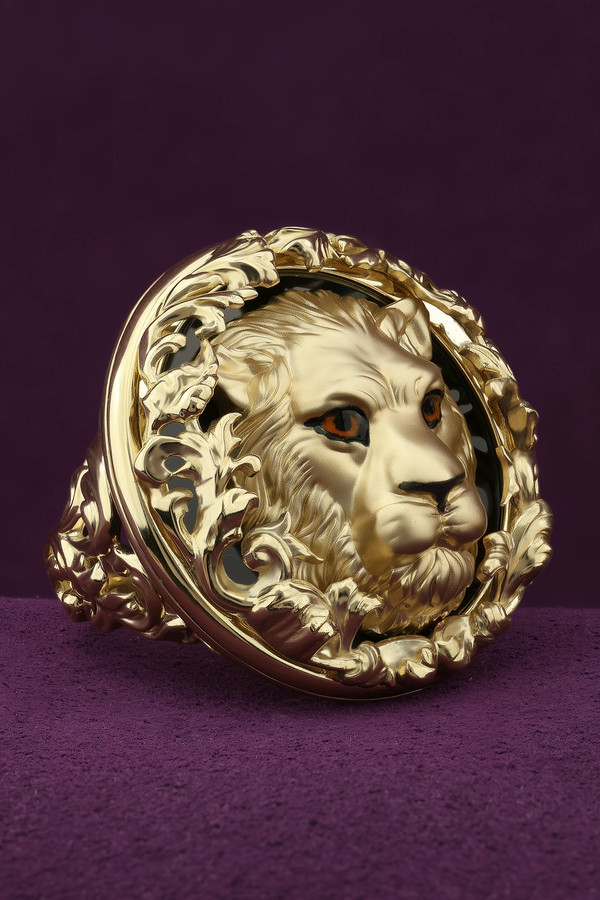 Кольцо из лимонного золота c эмалью и ониксом