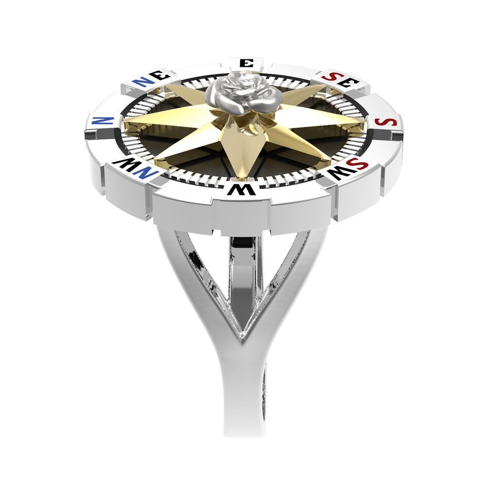 Кольцо из белого золота c эмалью и ониксом