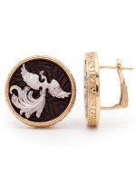 Серьги из золота 585 пробы c эбеновым деревом