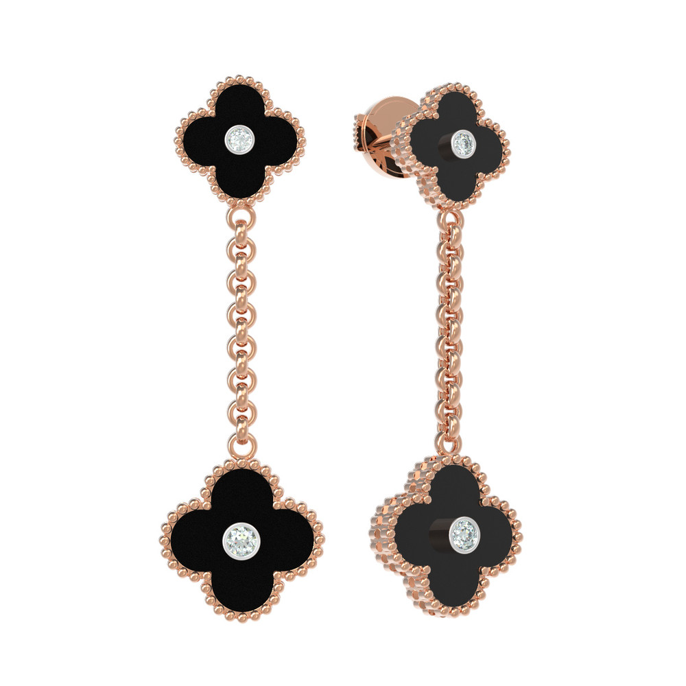 Серьги из золота c бриллиантами и ониксом